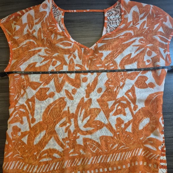 The Limited Orange Printed V-Neck Blouse - Picture 6 of 8